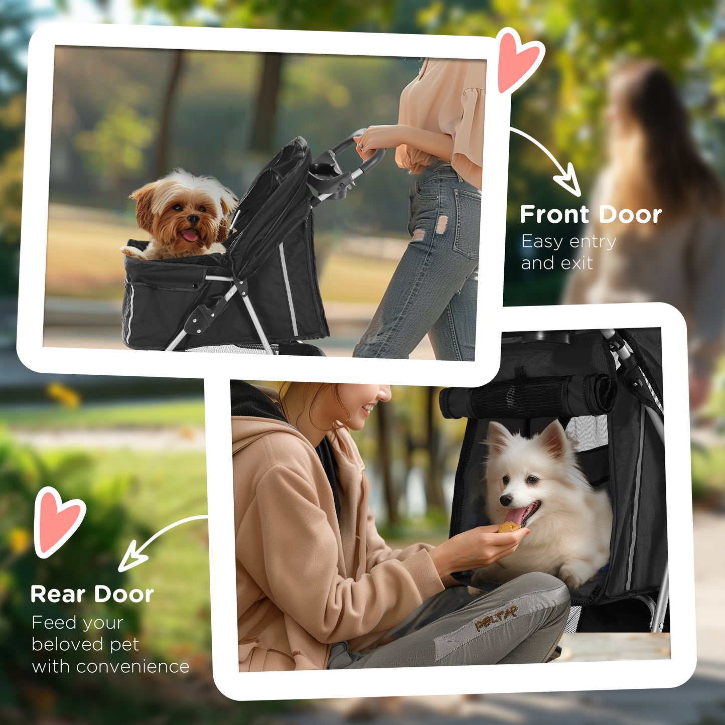 Pet Travel Stroller Cat Dog Pushchair Trolley Puppy Jogger Aosom UK