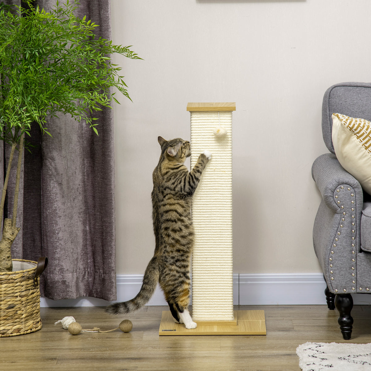 PawHut Tall Cat Scratching Post – 80cm Sisal Rope Cat Scratching Pole Tall Cat Scratching Post PawHut