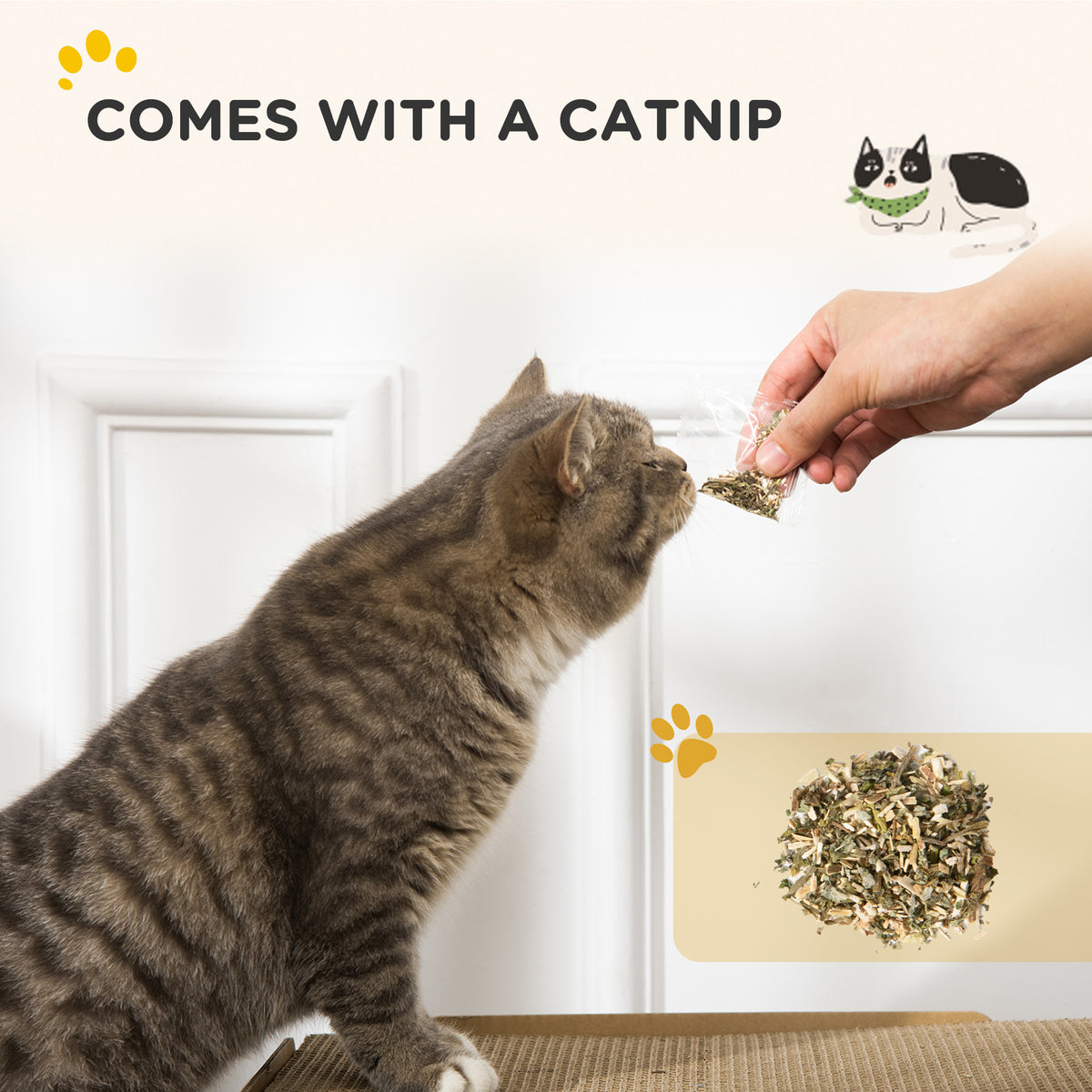 PawHut 2 in 1 TV Shape Cat Scratching Board House with Catnip, for Indoor Cats, Brown PawHut