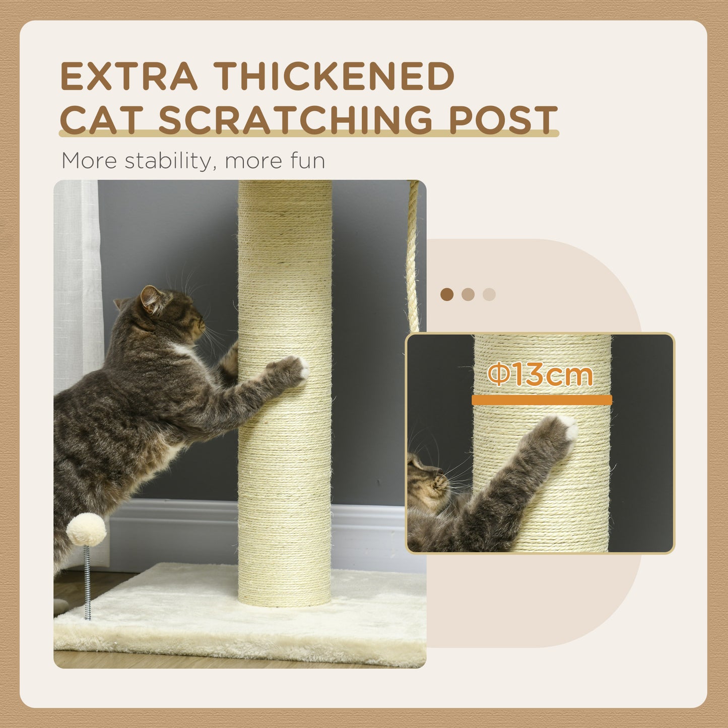 Cat Tree With Sisal Wrapped Scratching Post Cream