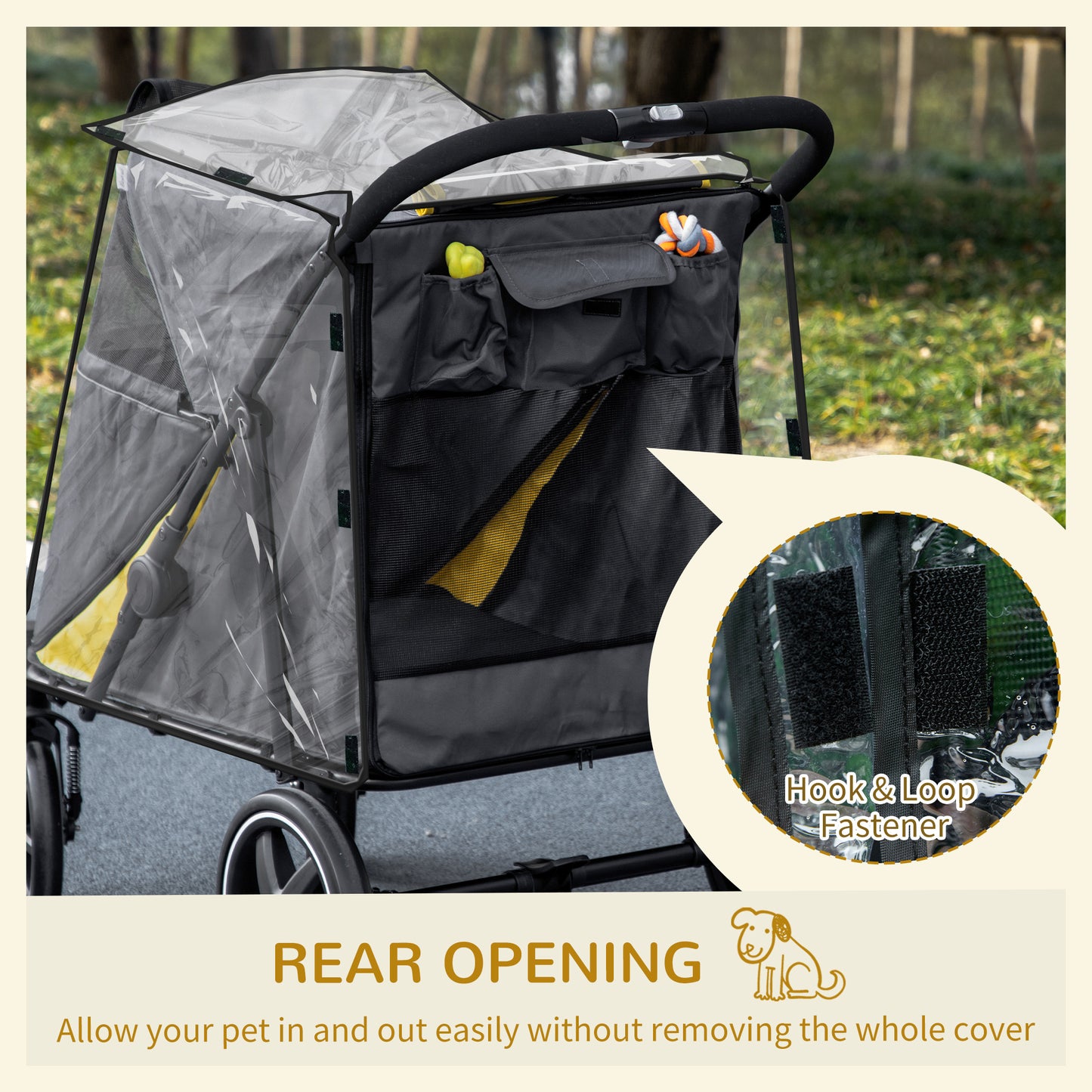 Foldable Pet Stroller With One Click Rain Cover Front Aosom UK