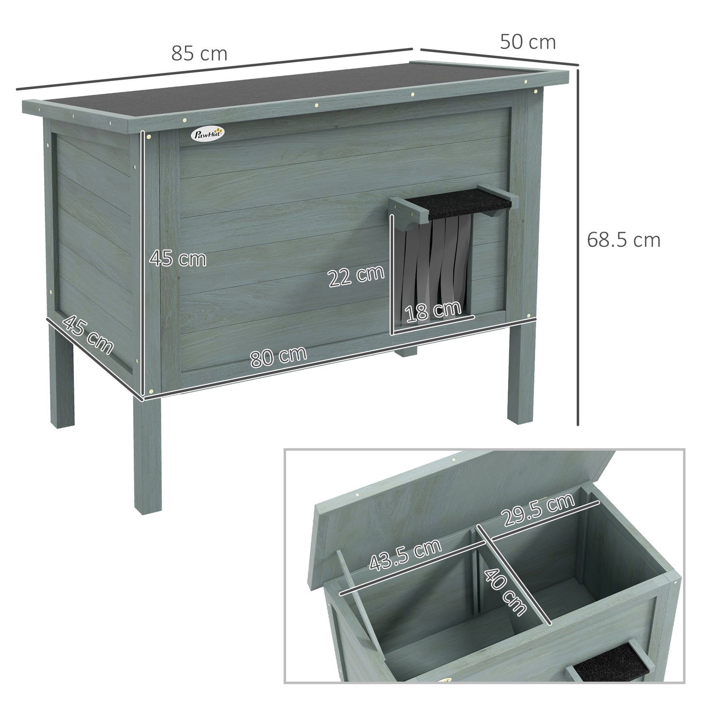 Outdoor Cat House Wooden Insulated With Removable Floor Aosom UK