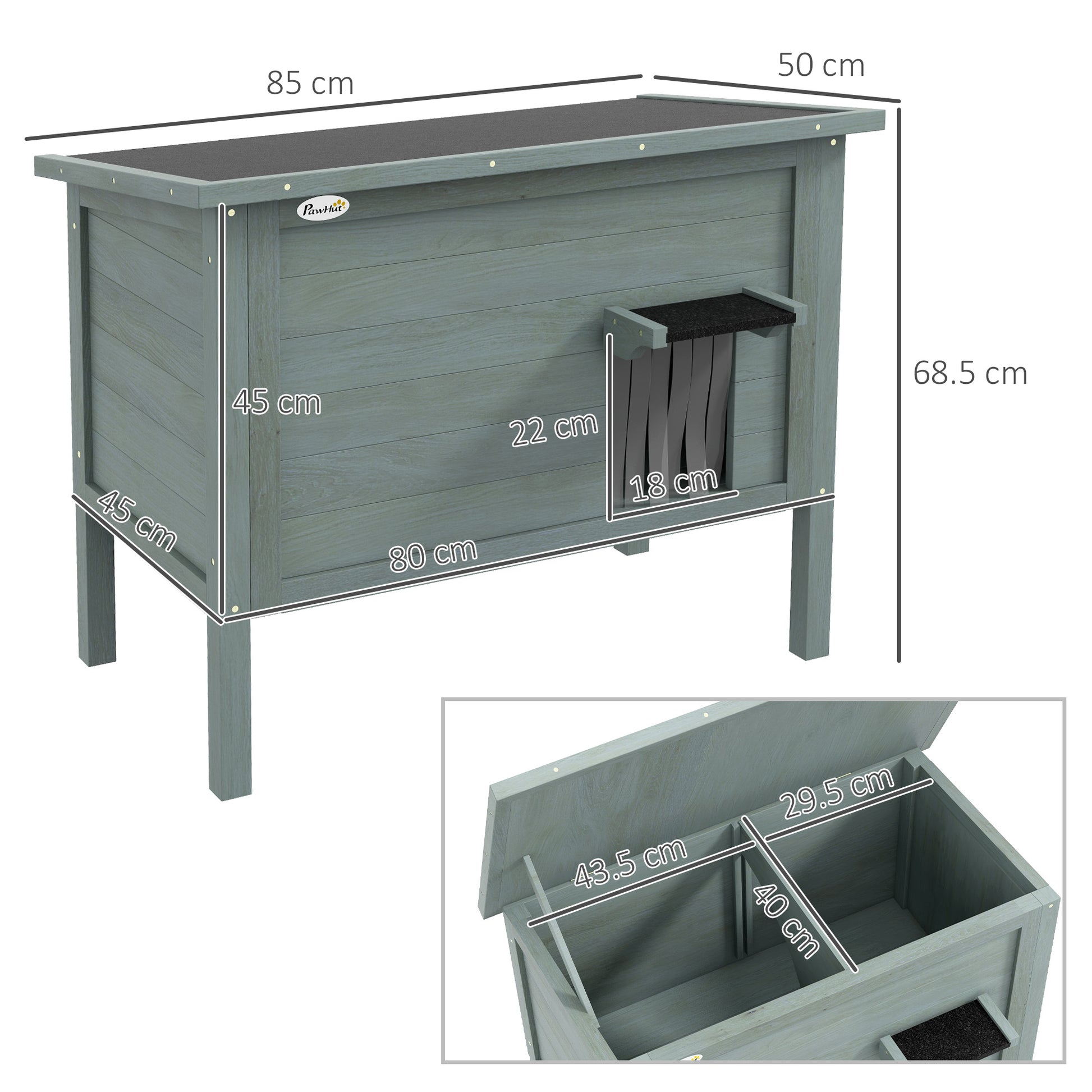 Outdoor Cat House Wooden Insulated With Removable Floor Aosom UK