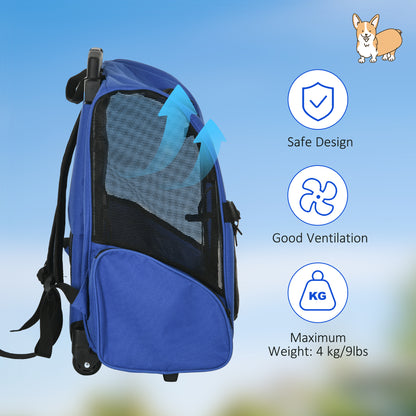 Portable Pet Carrier Backpack With Trolley Telescopic Aosom UK