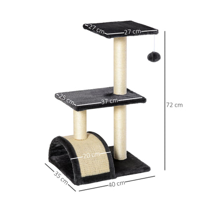PawHut Cat Tree Tower with Scratching Post, Curved Scratching Pad & Plush Perches Cat Tree PawHut