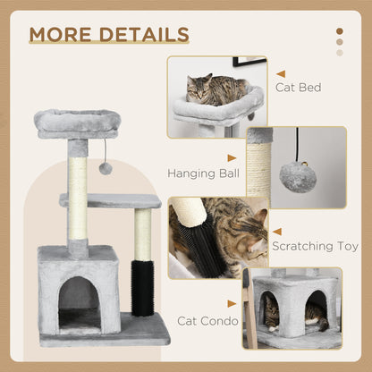 PawHut Cat Tree Tower 85cm with Sisal Scratching Post, House & Bed Cat Tree PawHut