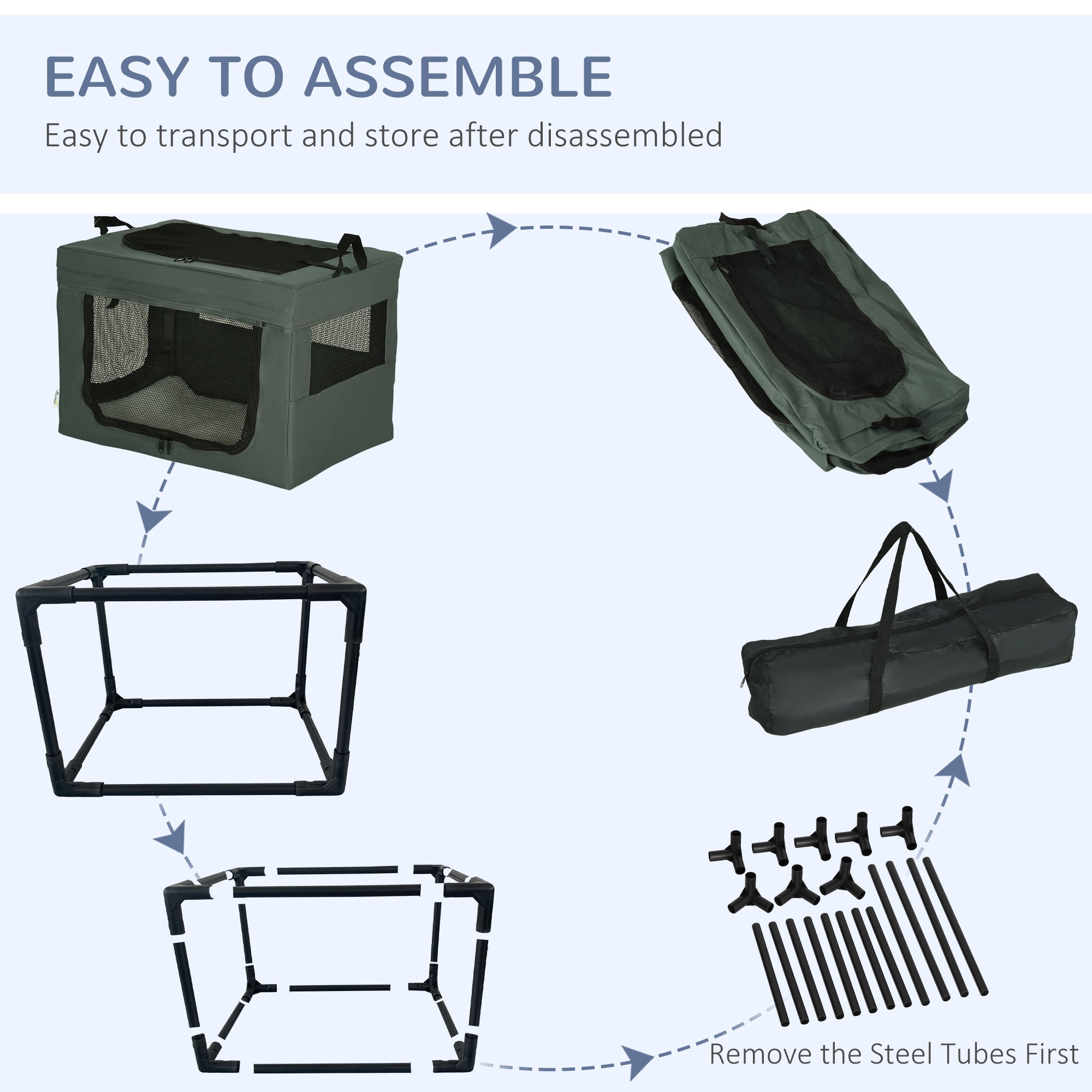 Portable Pet Carrier: Foldable Travel Bag for Cats & Small Dogs, Breathable Mesh, Ash Grey