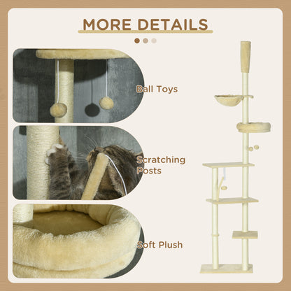 Cat Tree Floor To Ceiling 6 Tier Play Tower