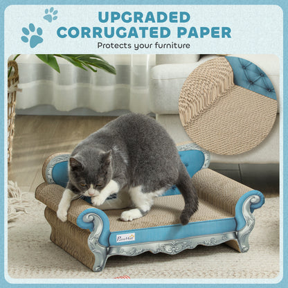 PawHut 2-in-1 Cat Scratcher with Catnip for Indoor Cats, Light Blue PawHut