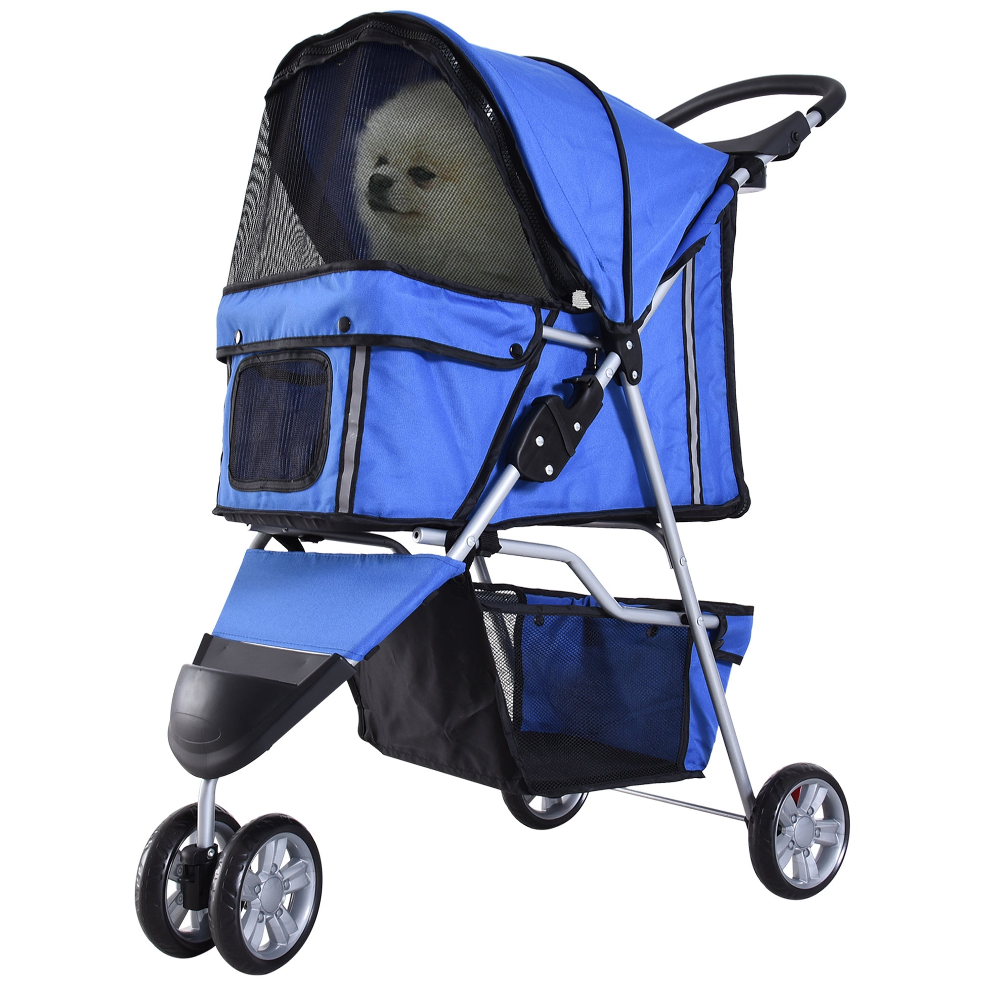 Dog Pram Cat Stroller With Cup Holder Bottom Storage Pocket Aosom UK Default Title