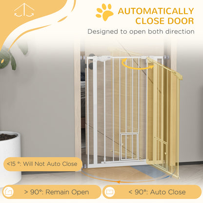 PawHut Extra Tall Pet Gate – Indoor Dog Safety Gate with Cat Flap Extra Tall Pet Gate PawHut