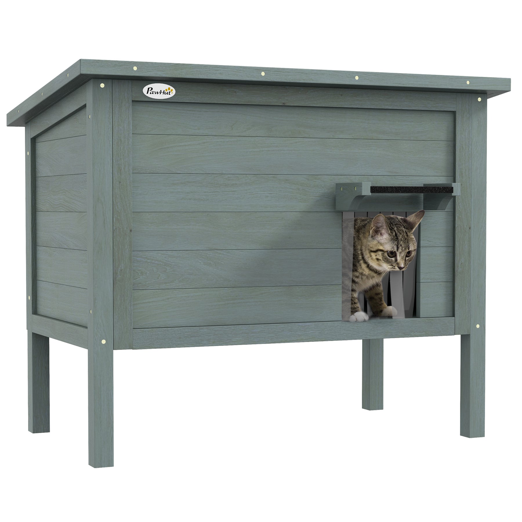 Outdoor Cat House, Wooden Insulated with Removable Floor, Waterproof & Openable Roof, Charcoal Grey