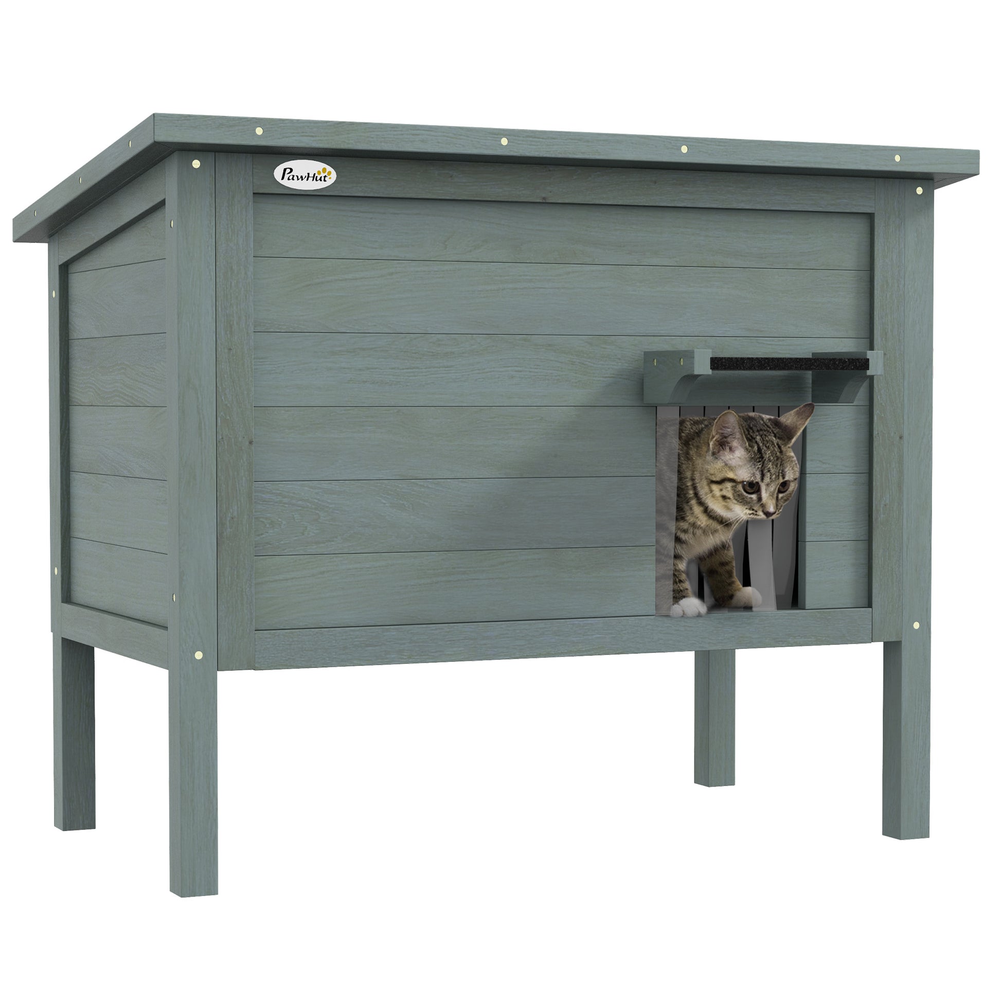Outdoor Cat House Wooden Insulated With Removable Floor Aosom UK Default Title