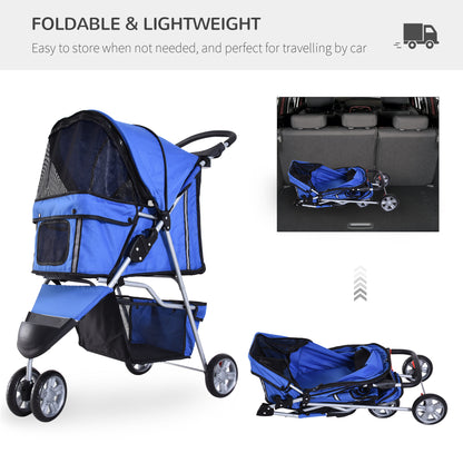 Dog Stroller Miniature And Cat Pushchair With Cover Cup Aosom UK
