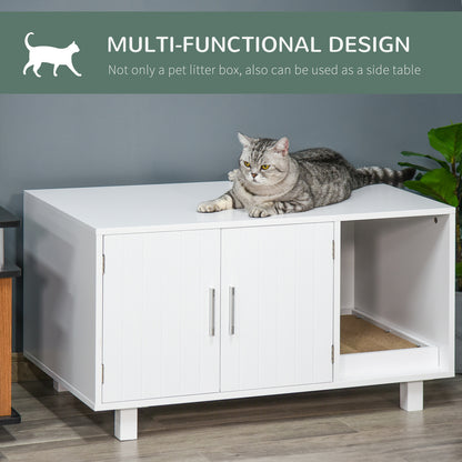 Wooden Cat Litter Box Enclosure House With Nightstand End Aosom UK