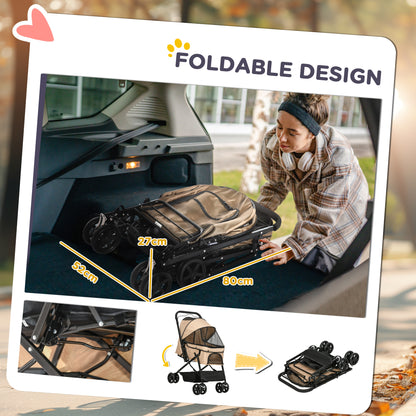 Pet Stroller Pushchair Foldable Travel Dog Cat Carriage Aosom UK
