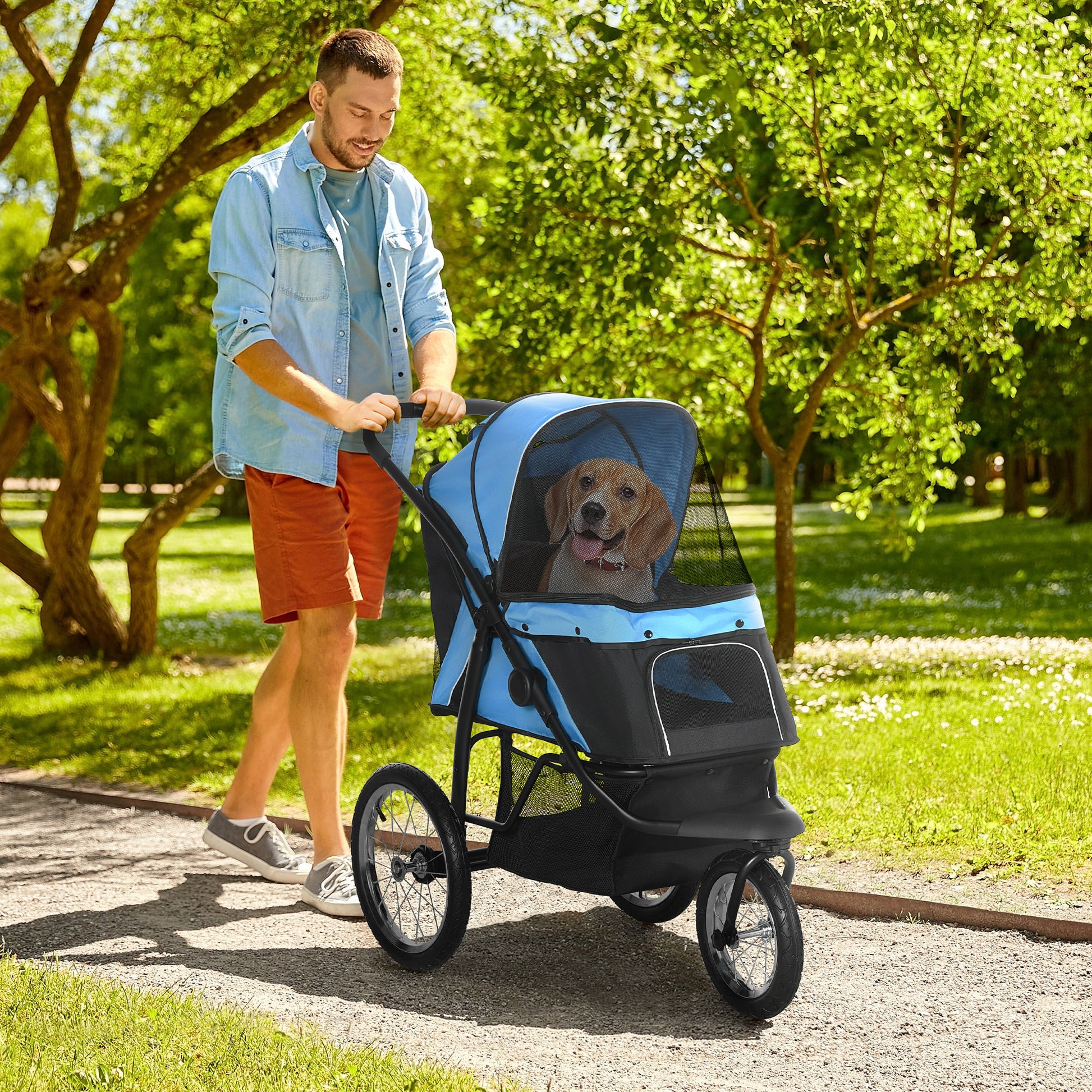 Pet Stroller Dog Pram Foldable Pushchair Cat Travel Aosom UK