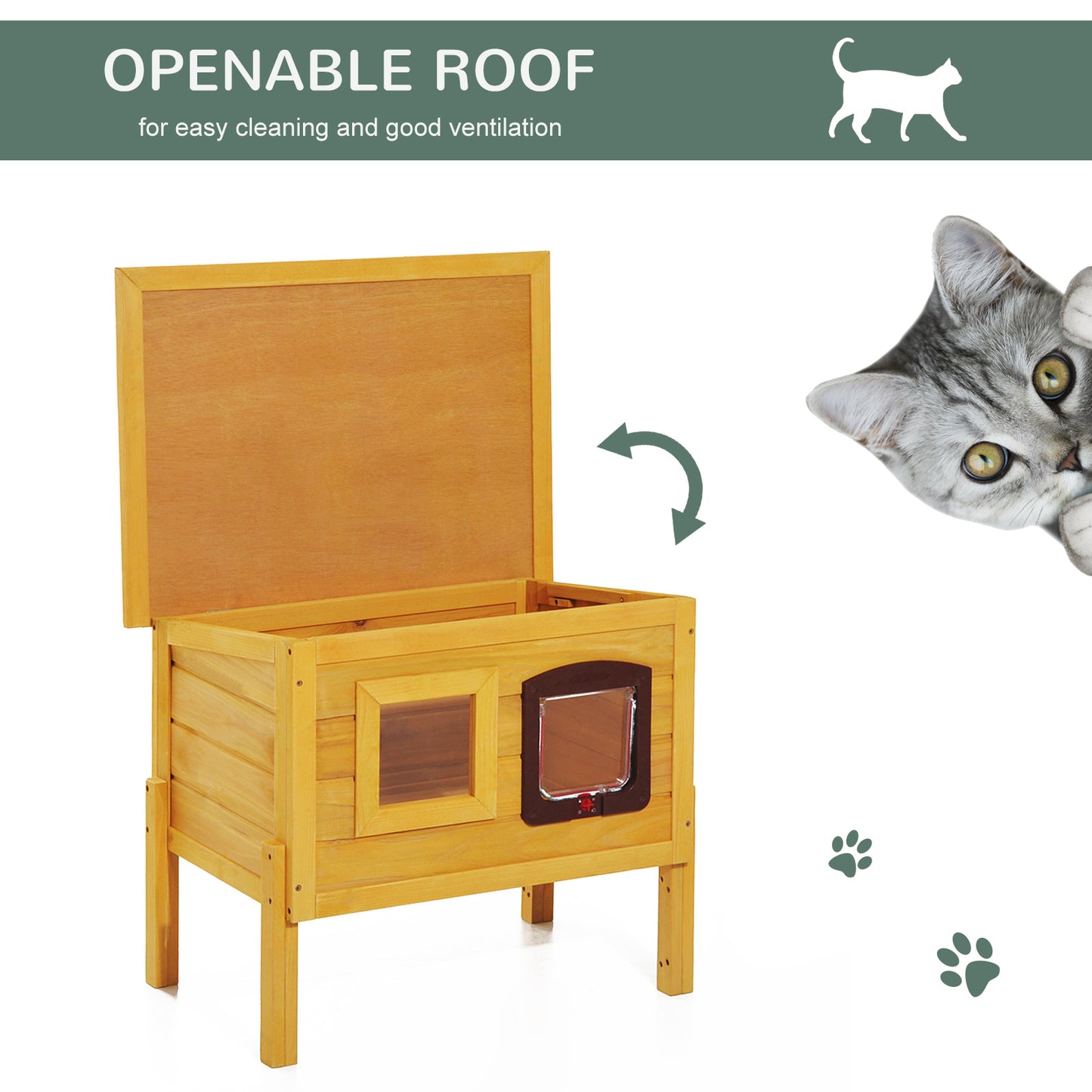 Garden Wooden Cat House Hide Cage Outdoor Pet Play Home Aosom UK