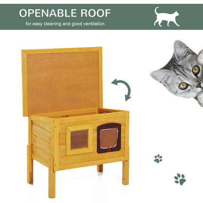 Garden Wooden Cat House Hide Cage Outdoor Pet Play Home Aosom UK