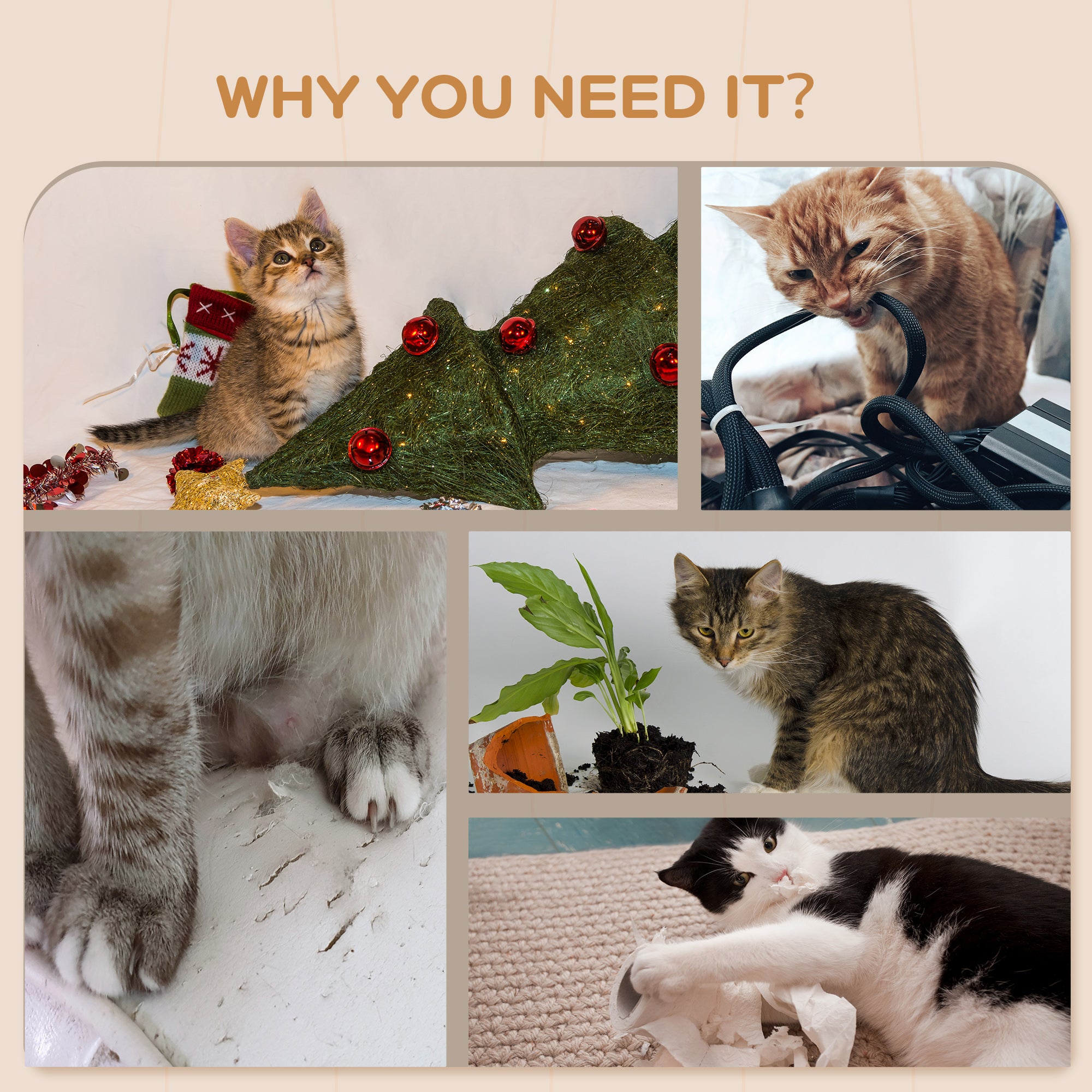 Cat Shelves Fit Cat Up to 5kg, 4-Piece Set with Scratching Post, Hammock, Nest, Safe for Cats to Play, Grey & Cream