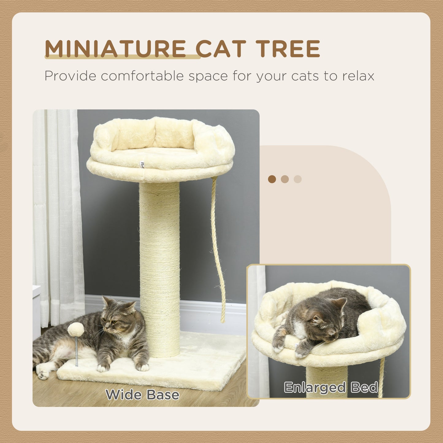 Cat Tree With Sisal Wrapped Scratching Post Cream