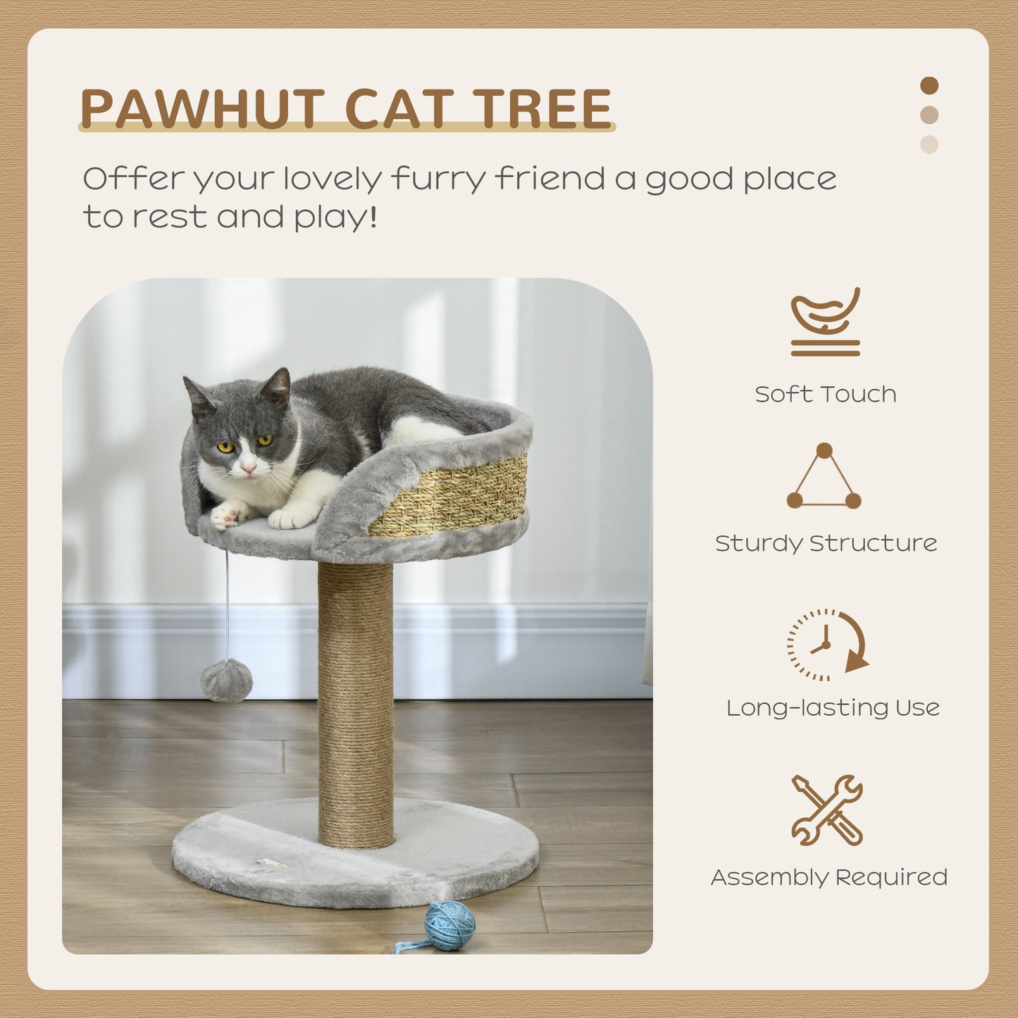 Cat Tree Tower With Scratching Posts Grey Aosom UK