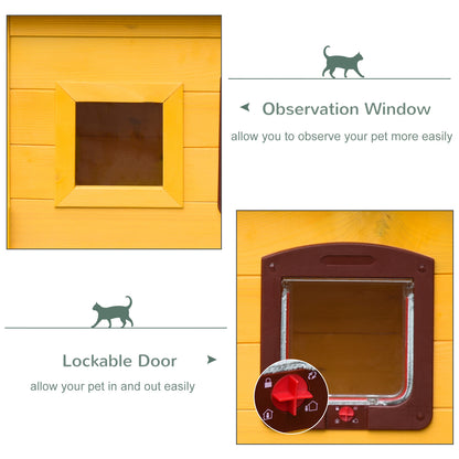 Garden Wooden Cat House Hide Cage Outdoor Pet Play Home Aosom UK