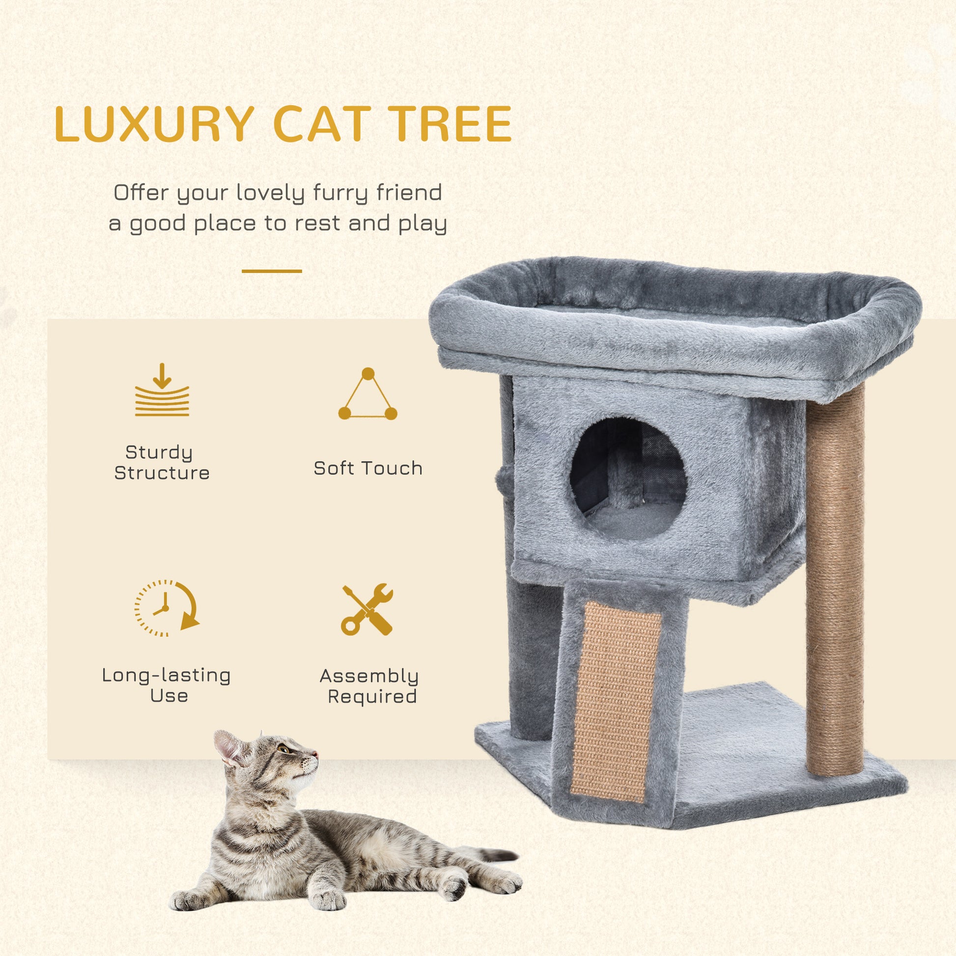 Cat Tree Tower For Indoor Cats Climbing Activity Center Aosom UK
