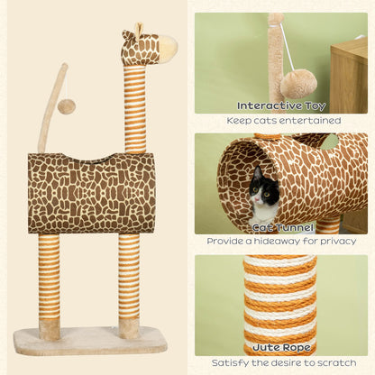 Giraffe Cat Tree Indoor Play Tower With Scratching Posts Aosom UK