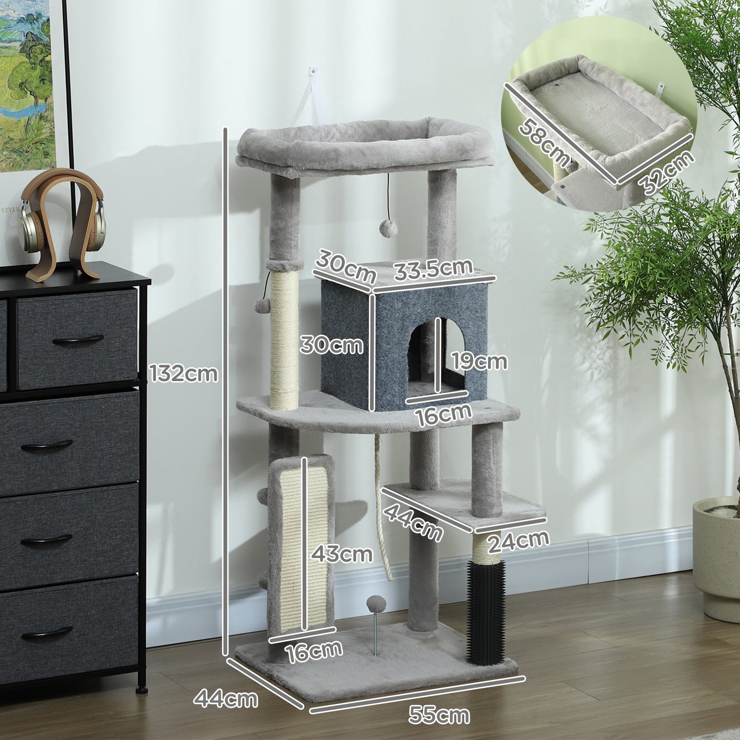 Cat Tree W Scratching Posts Pad Bed House Jumping Platform Aosom UK