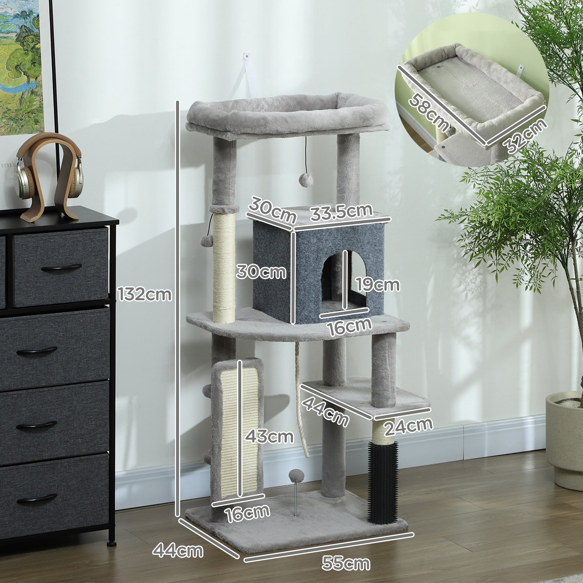 Cat Tree W Scratching Posts Pad Bed House Jumping Platform Aosom UK