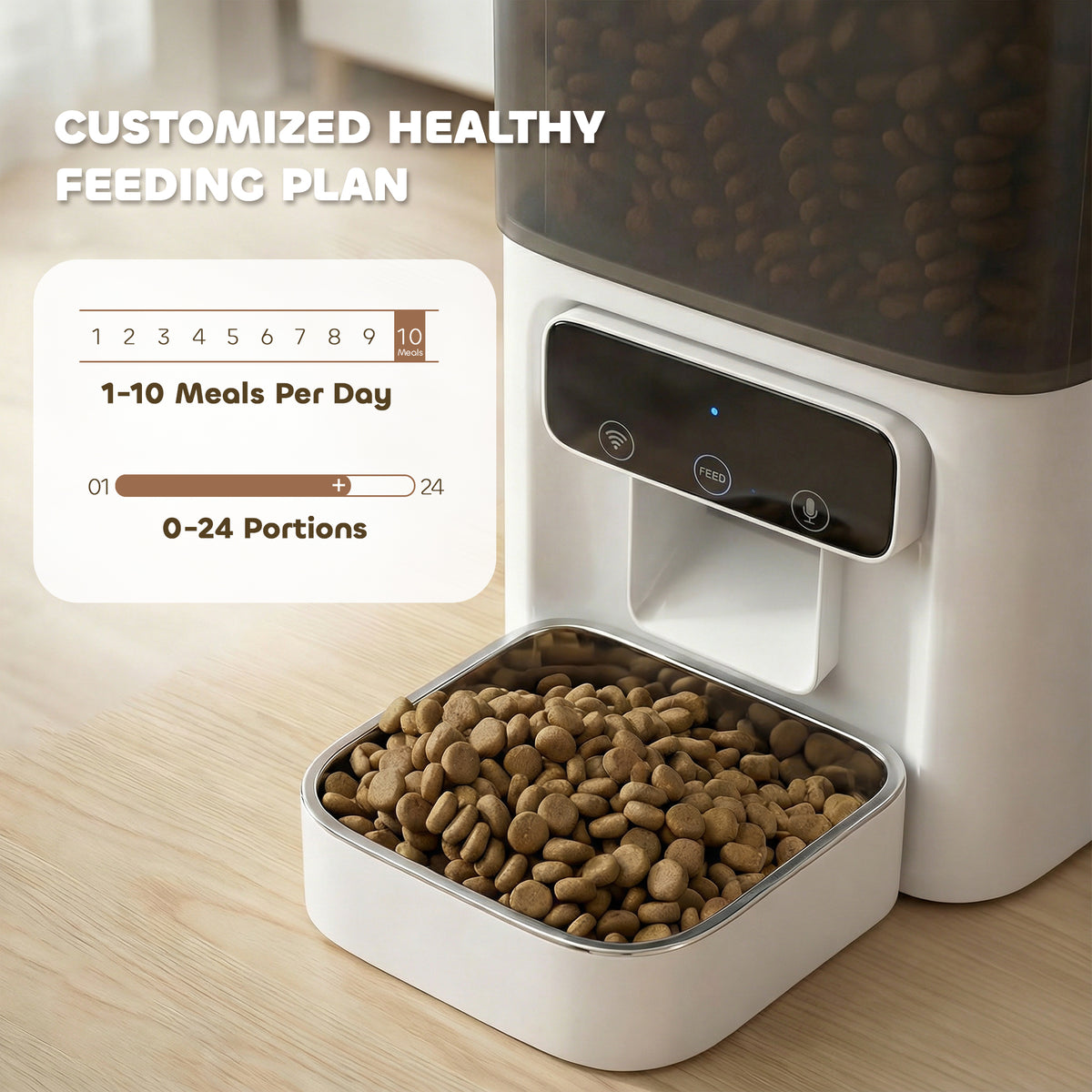PawHut Automatic Cat Feeder, 4.5L WiFi Cat Food Dispenser with Timer, Programmable 1-10 Meals, Auto Pet Feeder PawHut