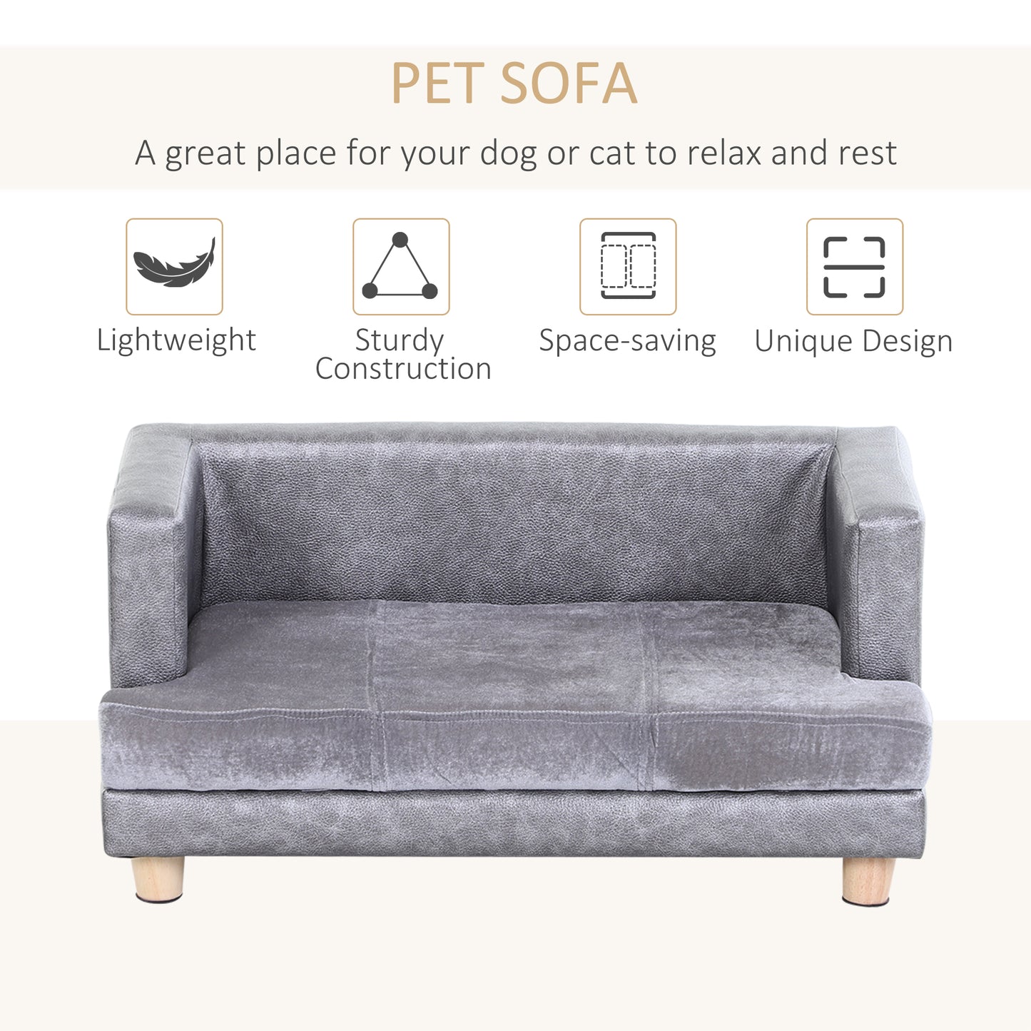 Dog Sofa Bed For Small Sized Dogs Elevated Pet Chair Aosom UK