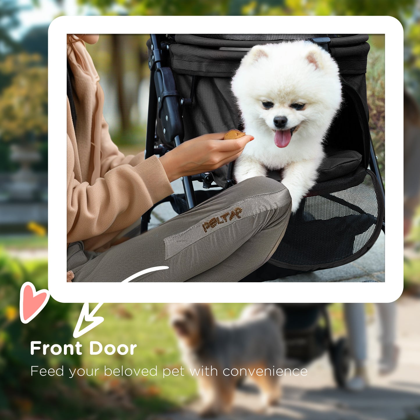 Pet Stroller Foldable Cat Dog Pushchair Travel Carriage Aosom UK