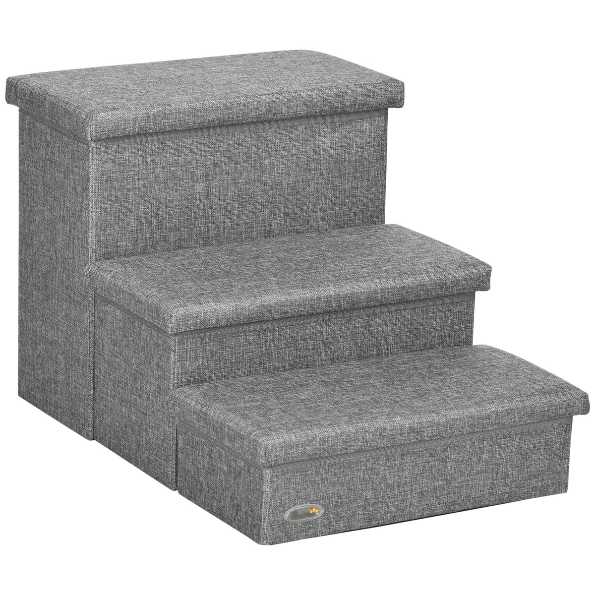 PawHut 3 Steps Pet Stairs, with Storage Boxes, for Bed, Couches - Grey PawHut Default Title