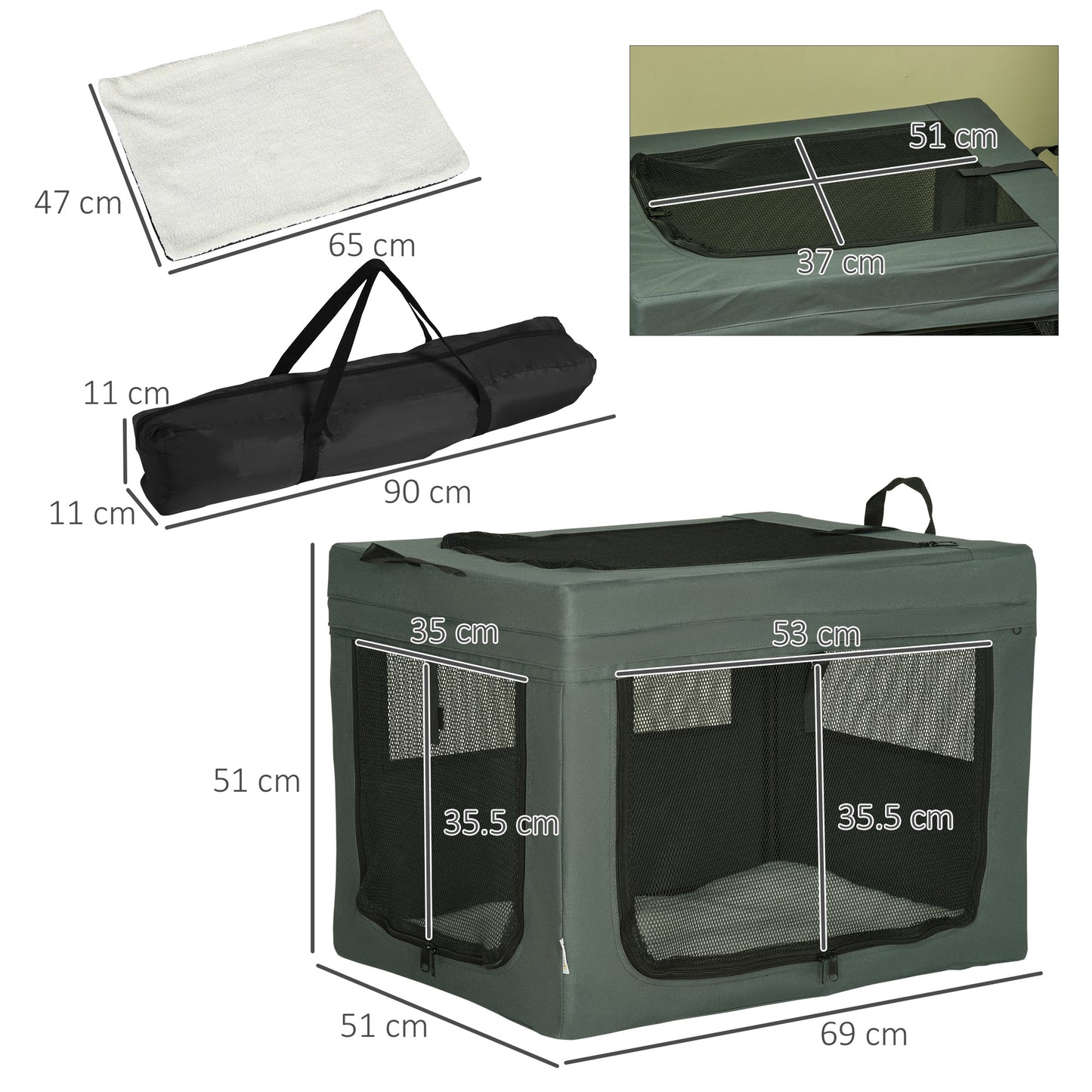 Portable Pet Carrier Spacious Travel Bag For Small Dogs Aosom UK
