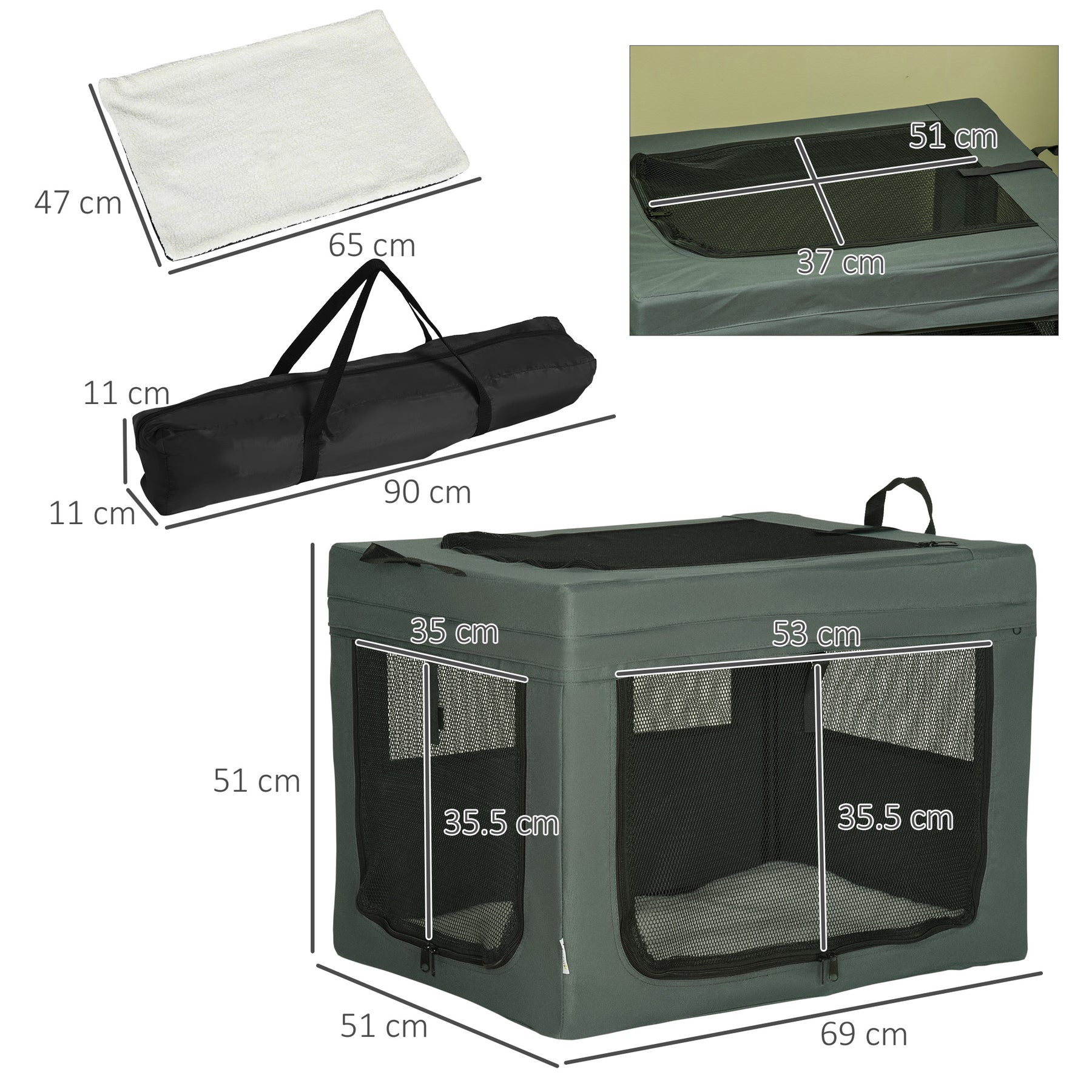 Portable Pet Carrier, Spacious Travel Bag for Small Dogs and Cats, Foldable, Breathable Mesh, Grey