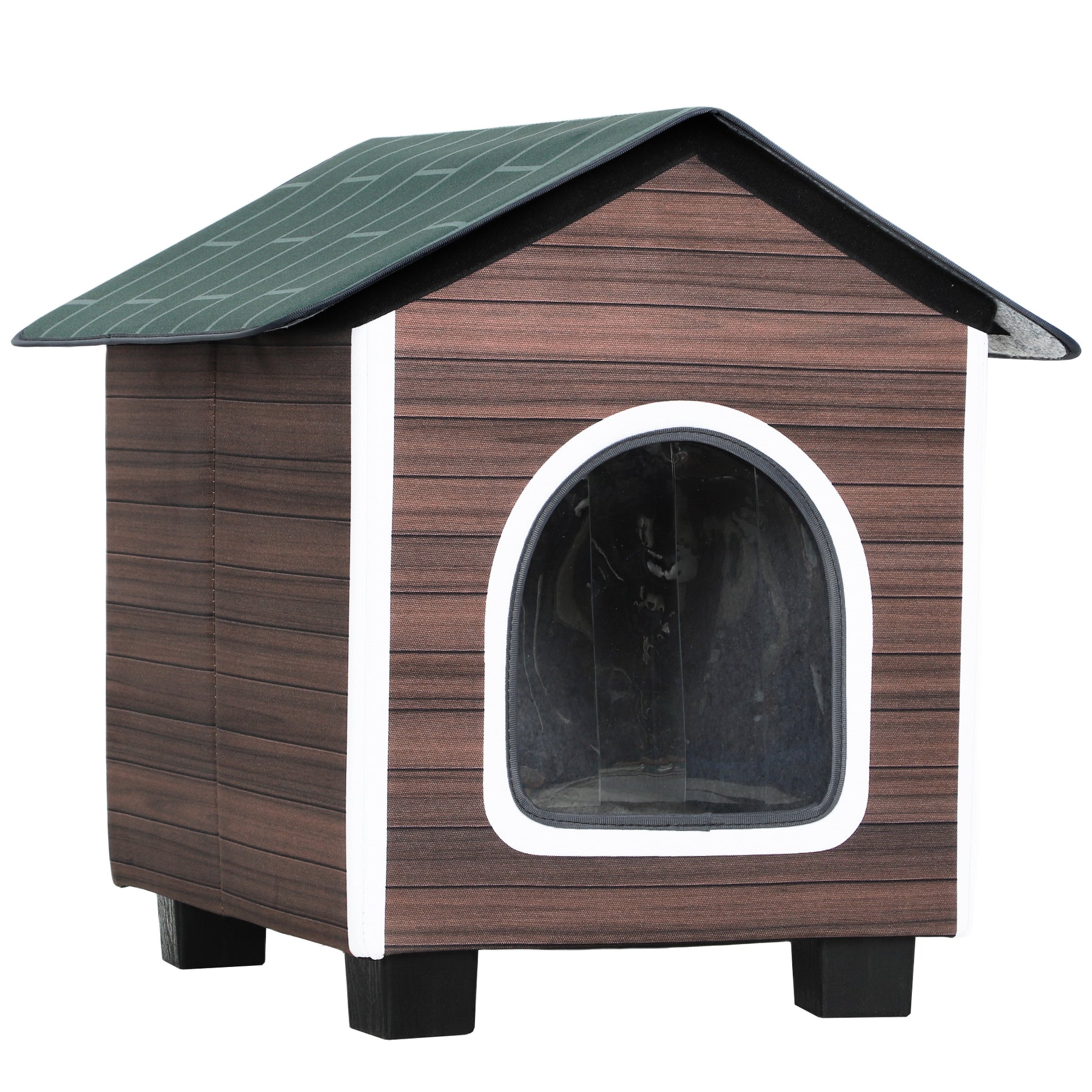 Insulated Outdoor Cat House, Waterproof Feral Cat Shelter with Elevated Base and Cushion, Red-brown