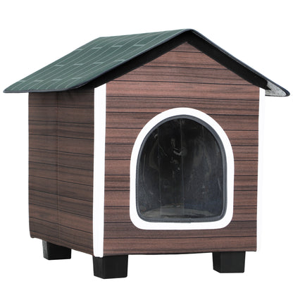 Insulated Outdoor Cat House, Waterproof Feral Cat Shelter with Elevated Base and Cushion, Red-brown