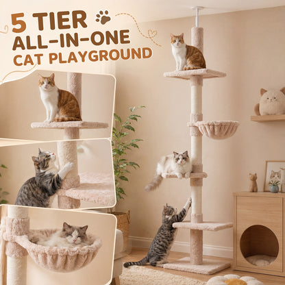 Floor To Ceiling Cat Tree 5 Tier Kitty Tower Activity