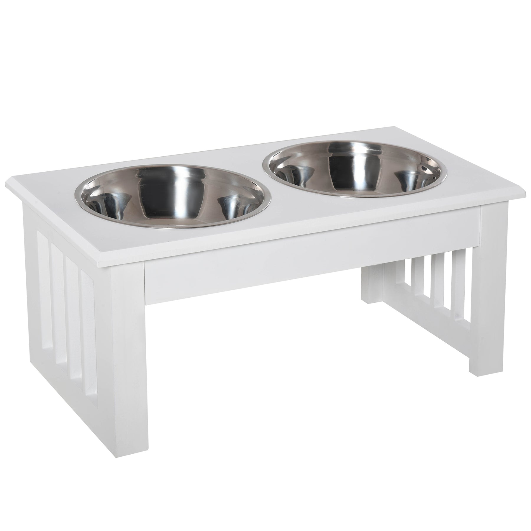 Stainless Steel Pet Feeder, Durable & Easy to Clean, Ideal for Cats & Dogs, White