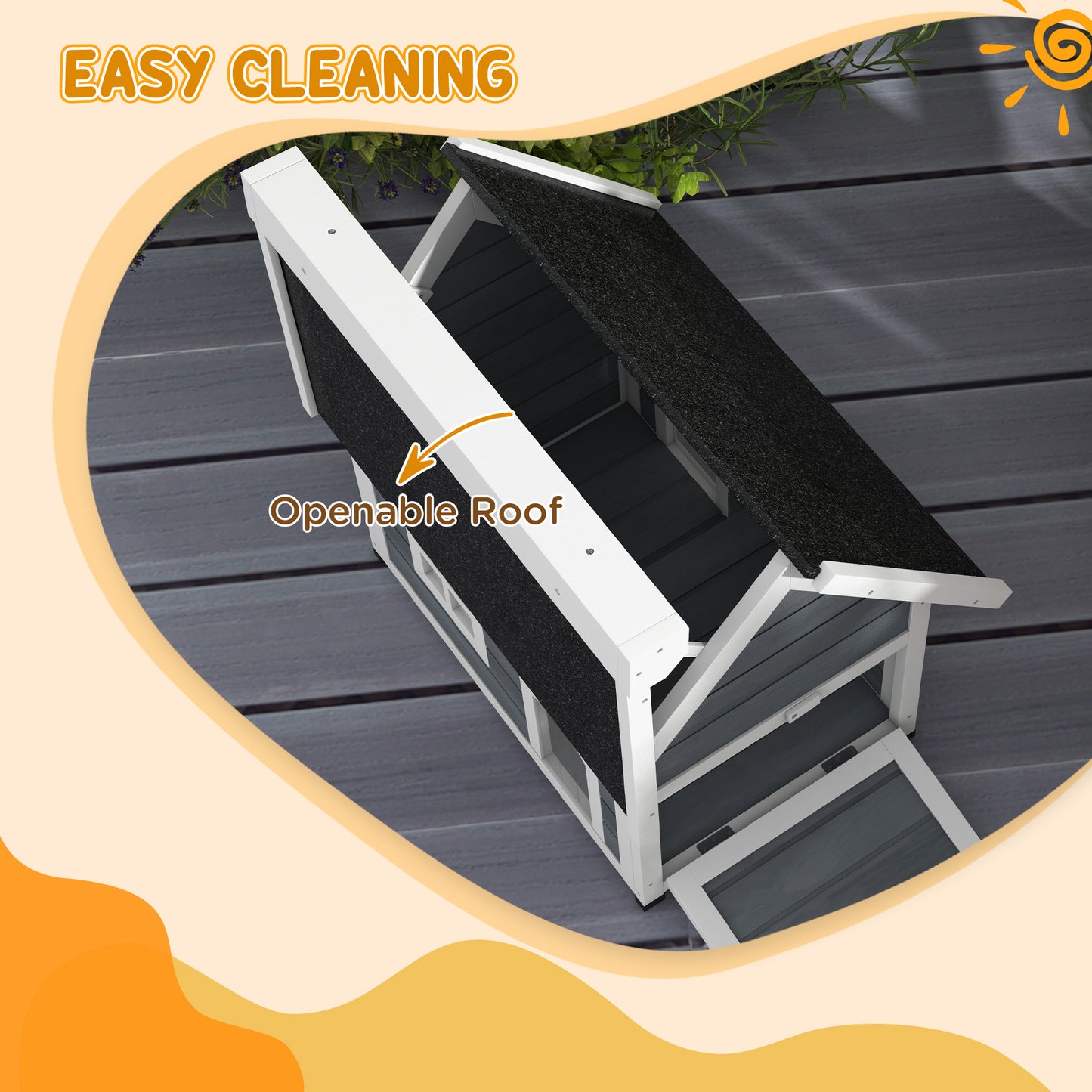 Outdoor Cat House Wooden Feral Shelter Waterproof Hide With Aosom UK