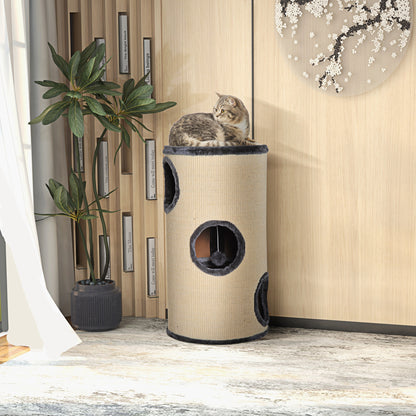 PawHut 70cm Cat Scratching Barrel with Sisal Post, Condo & Bed Cat Scratchers & Scratching Posts PawHut