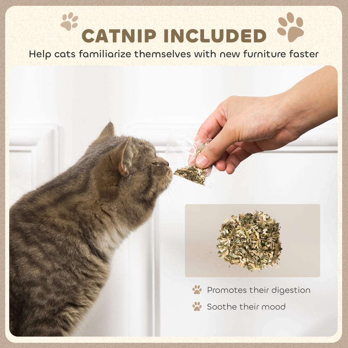 PawHut 2-in-1 Cat Scratcher with Catnip for Indoor Cats, 29.5 x 56 x 26cm, Brown PawHut