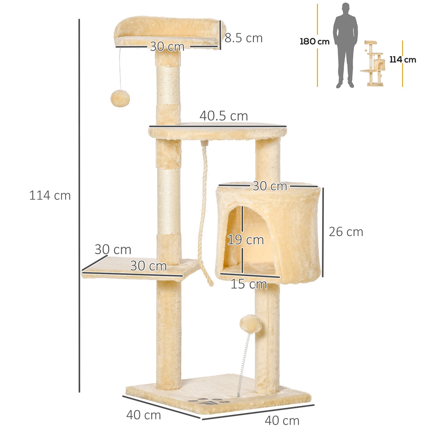 Cat Tree House Multi Level Activity Centre With Scratching Aosom UK