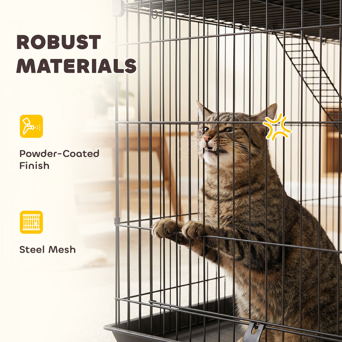 3 Tier Large Indoor Cat Cage with Hammock & Platforms Cat Cages & Enclosures PawHut