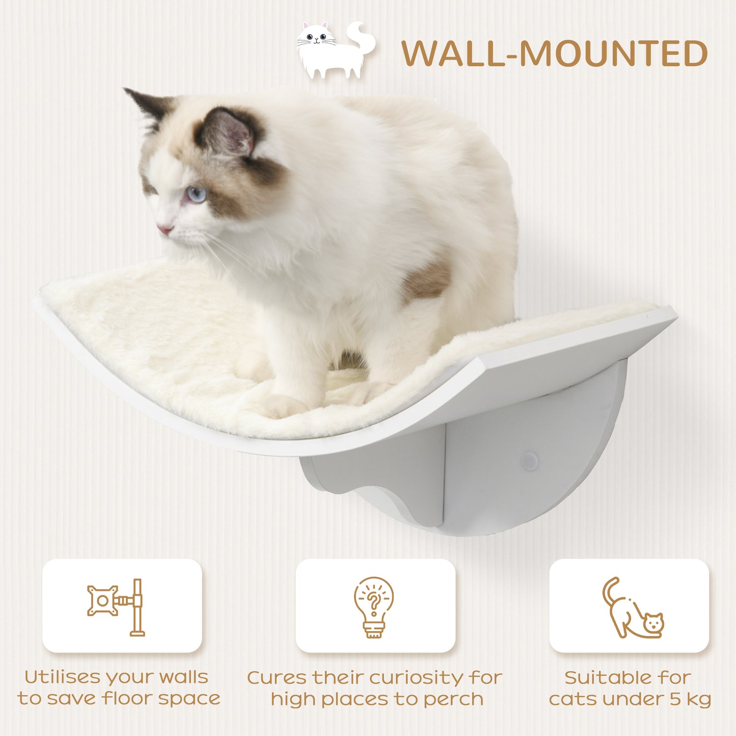 Wall Mounted Wood Cat Shelves Curved Kitten Bed Climber Aosom UK