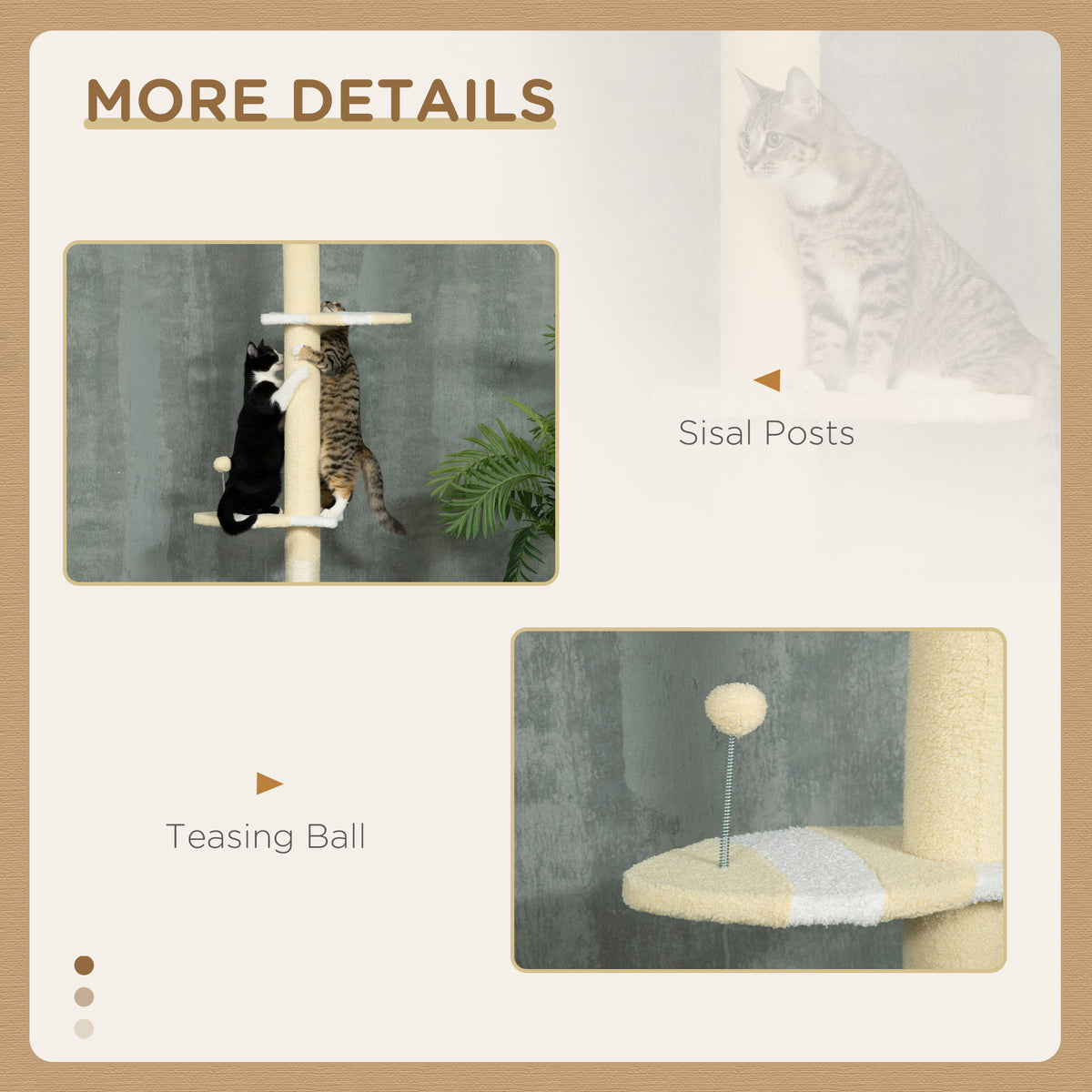PawHut Floor to Ceiling Cat Tree with House, Hammock & Perches – Adjustable 225–255cm Cat Tower Floor to Ceiling Cat Tree PawHut