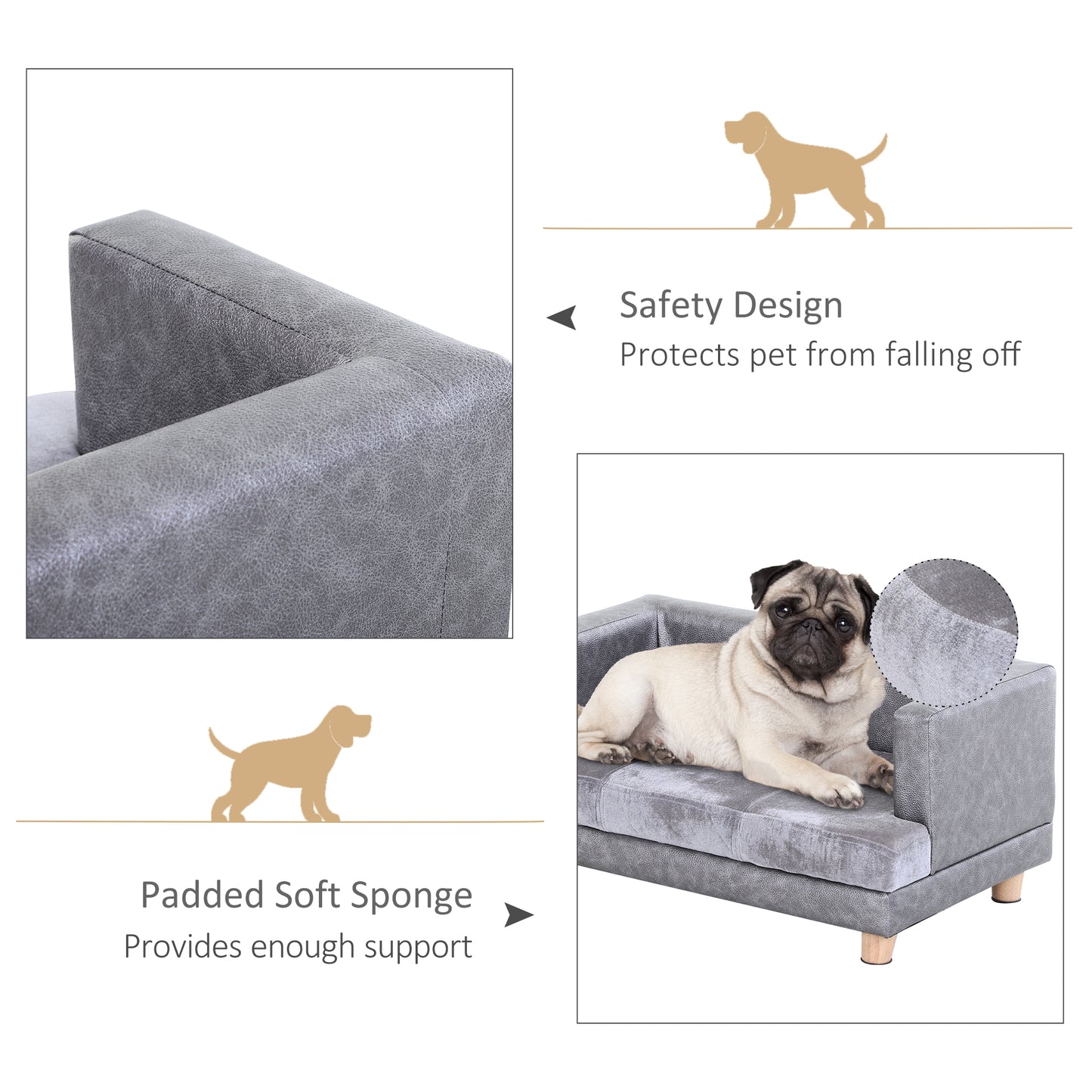 Dog Sofa Bed For Small Sized Dogs Elevated Pet Chair Aosom UK