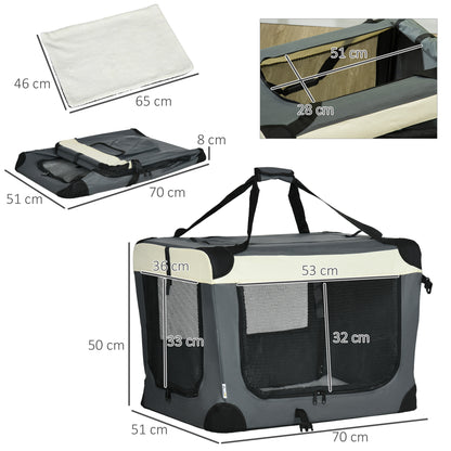 70Cm Pet Carrier Foldable Dog Bag Portable Cat Travel Aosom UK